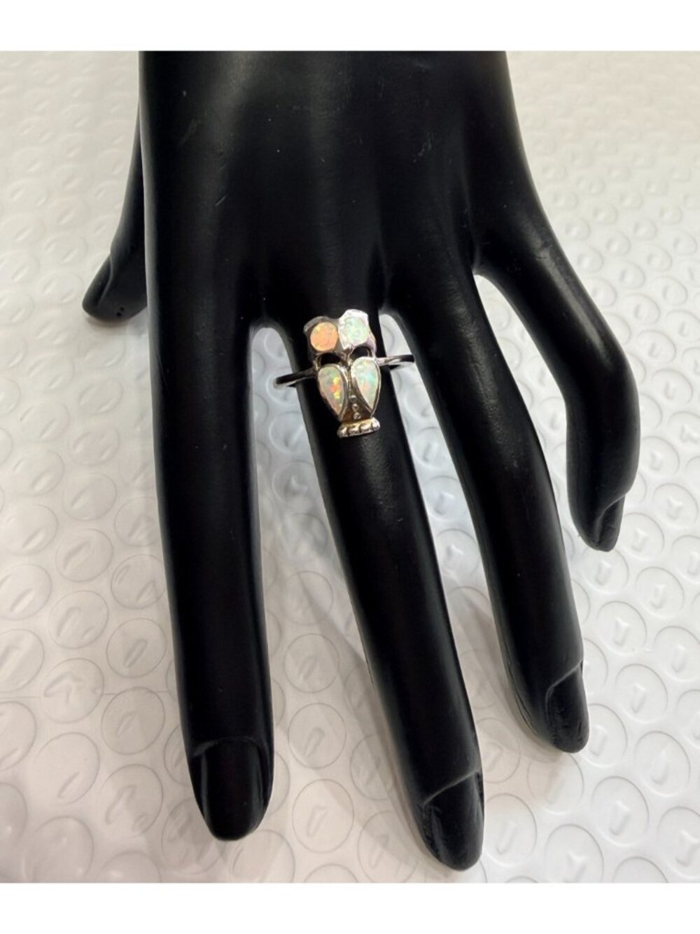 925 Sterling Silver Ring Opal Owl Jewelry Size 9 2.7G